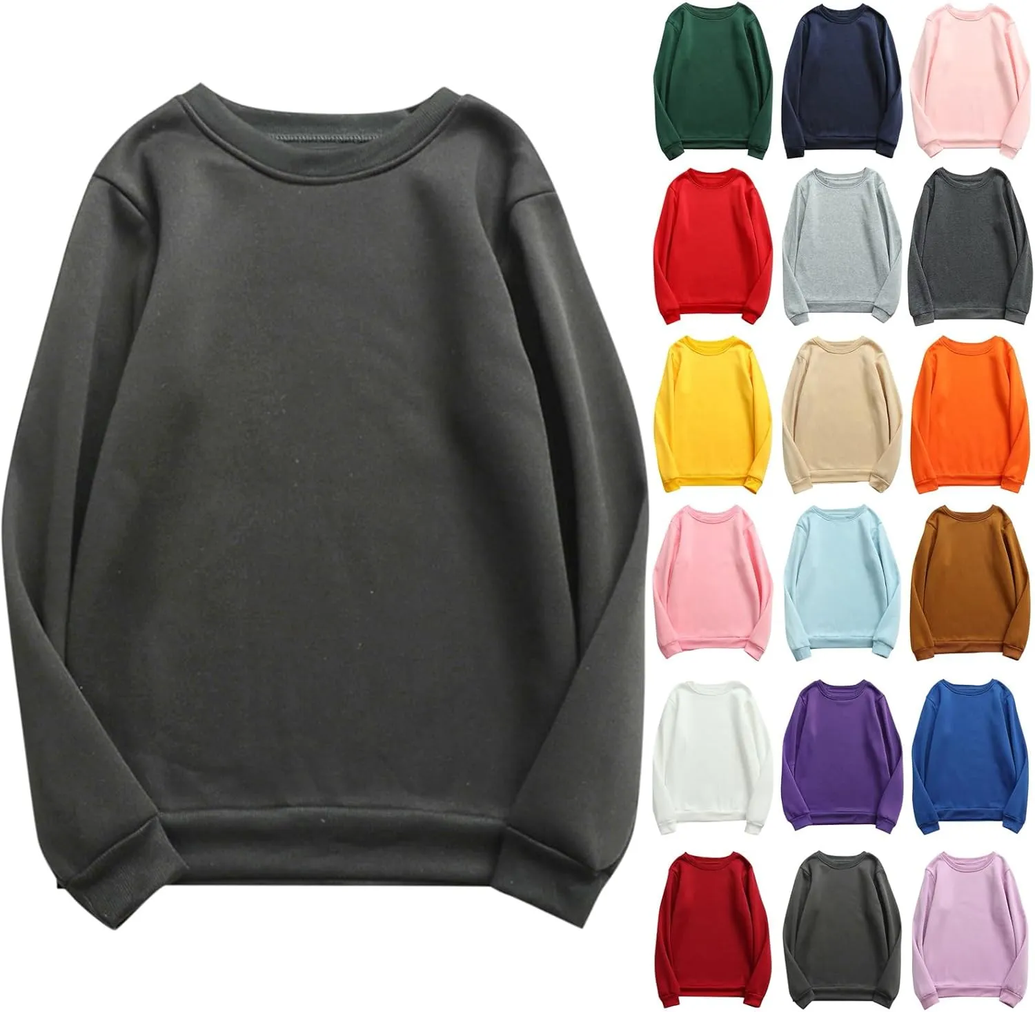 Womens Crewneck Oversized Sweatshirts Fleece Comfy Fall Baggy Cute Sweatshirt Long Sleeve Lightweight Pullover Tunics