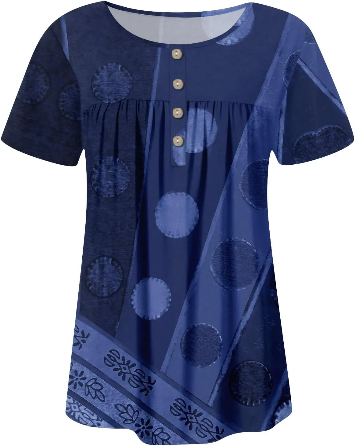 Womens Crewneck Short Sleeve Tops 2025 Boho Floral Prints Trendy Tshirts Business Casual Basic Tee Loose Blouse
