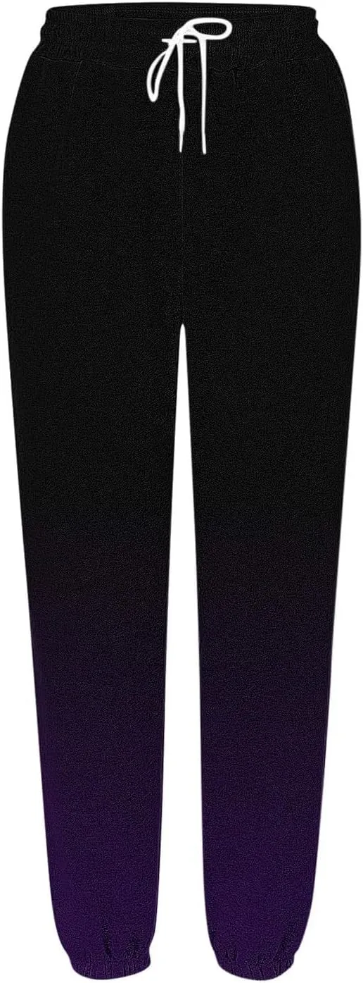 Womens Fashion Casual Cargo Pants Sweatpants Baggy Fleece High Waisted Joggers Pants Y2k Vintage Comfy Tie Dye Lounge