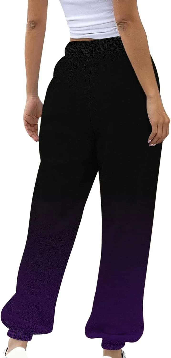 Womens Fashion Casual Cargo Pants Sweatpants Baggy Fleece High Waisted Joggers Pants Y2k Vintage Comfy Tie Dye Lounge