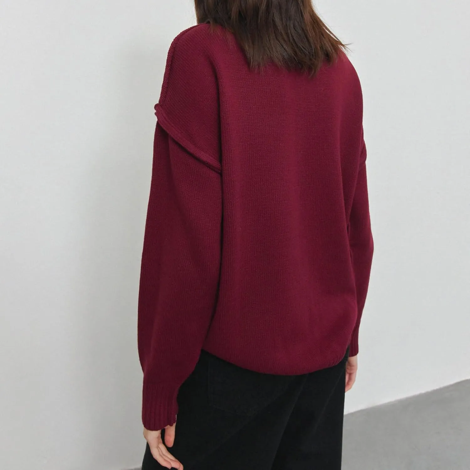 Womens High Neck Cable Knit Long Sleeve Sweaters Trendy Solid Loose Casual Oversize Turtleneck Pullovers Sweater