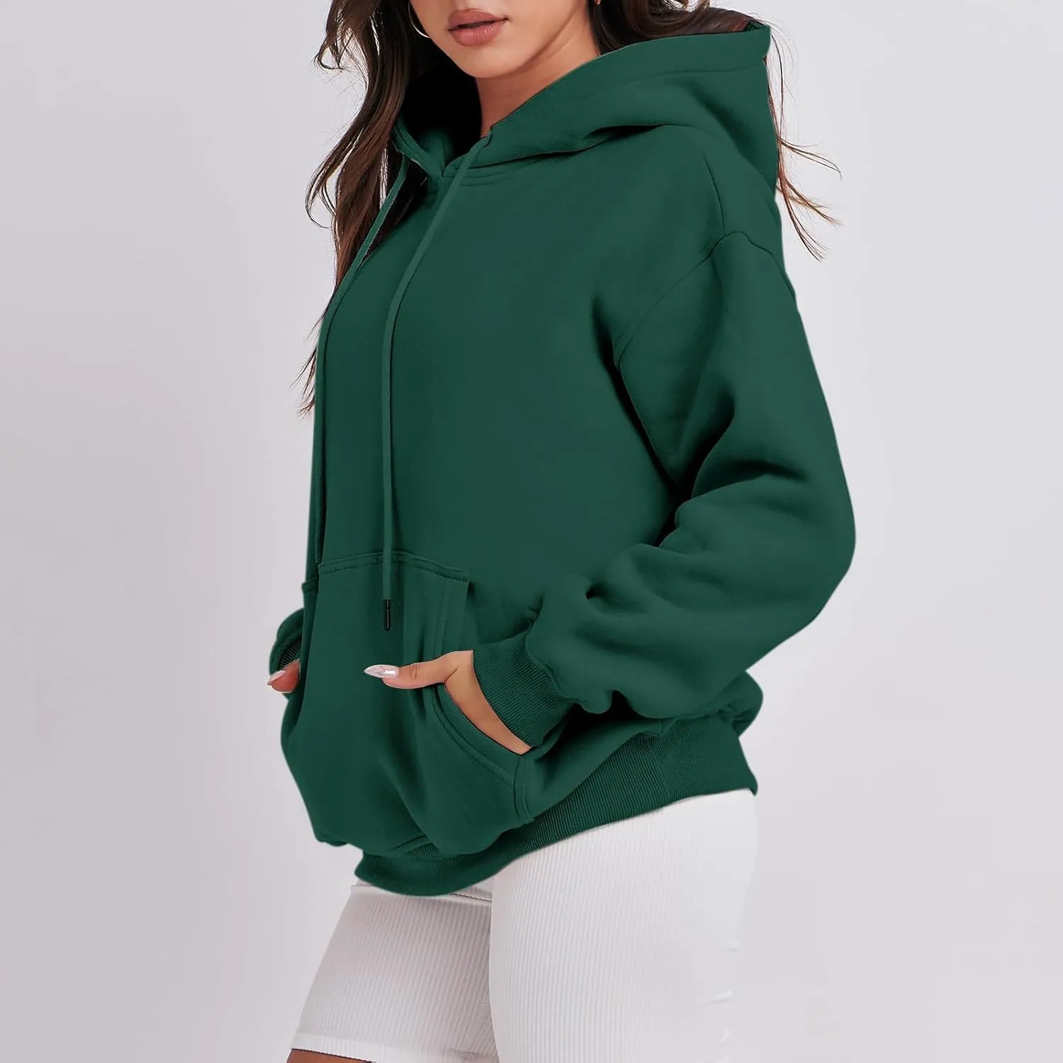 Womens Hoodies Casual Long Sleeve Drawstring Women's Casual Pocket Hoodie Long Sleeve Fashion Rope Pullover Hoodie