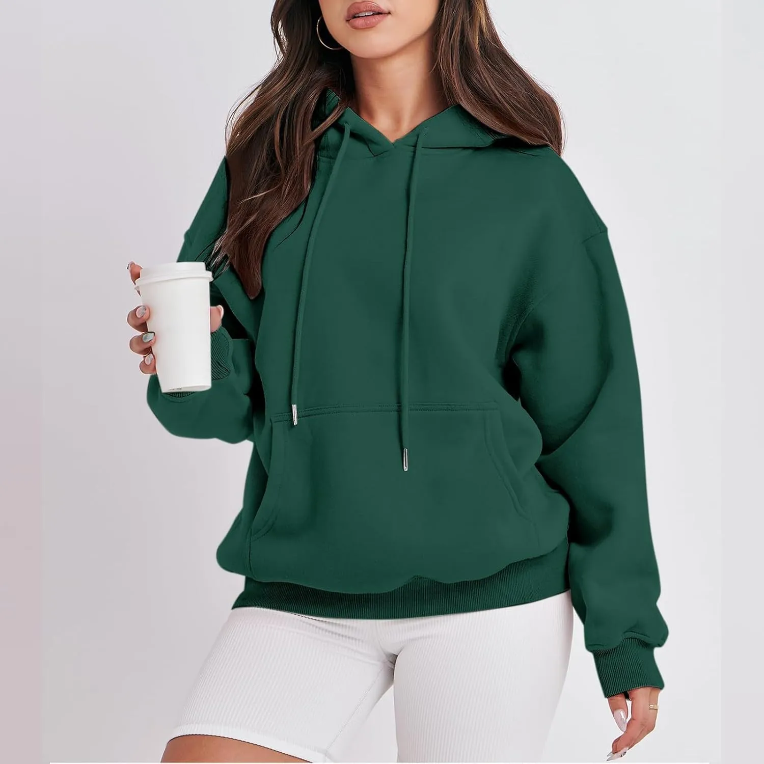 Womens Hoodies Casual Long Sleeve Drawstring Women's Casual Pocket Hoodie Long Sleeve Fashion Rope Pullover Hoodie