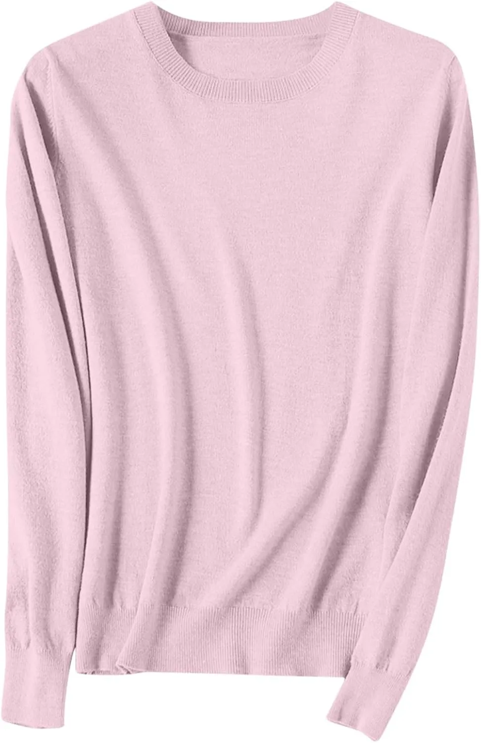 Womens Knit Soft Sweater Casual Basic Crewneck Pullover Loose Comfy Long Sleeve Tops Lightweight Lounge Shirts