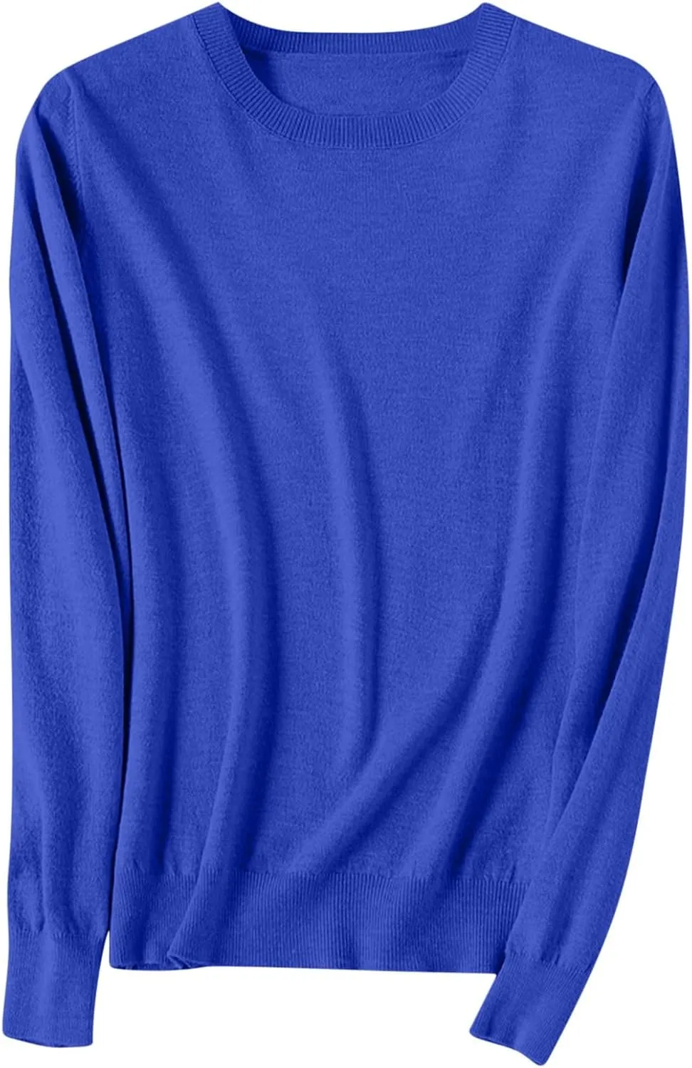 Womens Knit Soft Sweater Casual Basic Crewneck Pullover Loose Comfy Long Sleeve Tops Lightweight Lounge Shirts