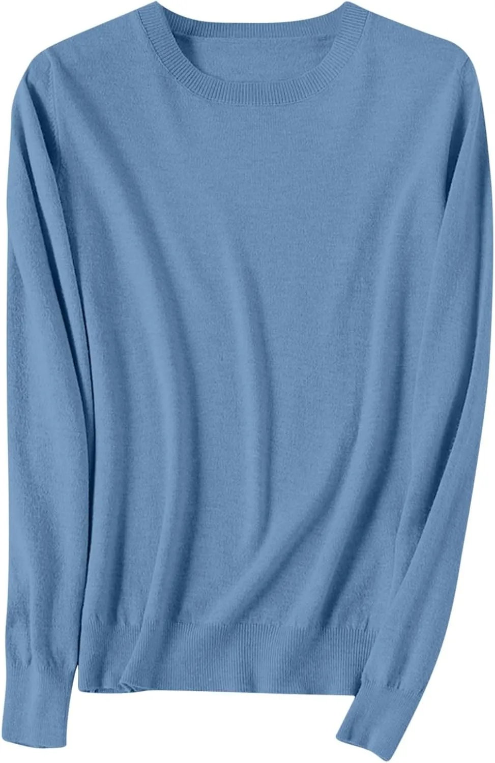 Womens Knit Soft Sweater Casual Basic Crewneck Pullover Loose Comfy Long Sleeve Tops Lightweight Lounge Shirts