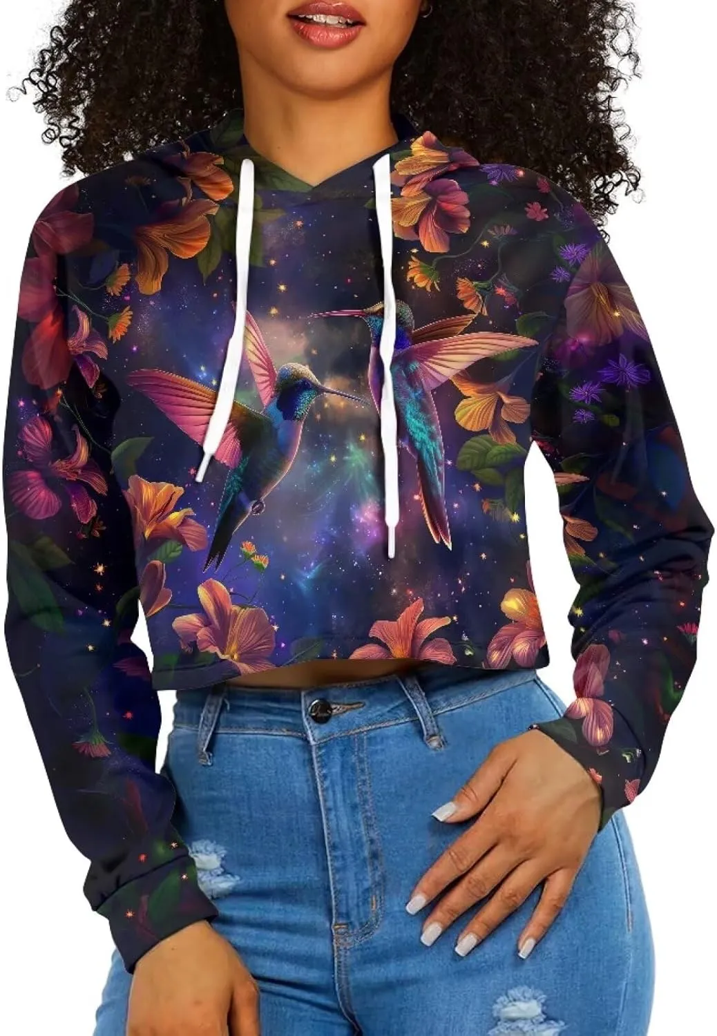 Womens Long Sleeve Crop Tops Lightweight Hoodie Pullover Blouses Drawstring Sweatshirts Casual Shirts Tunics