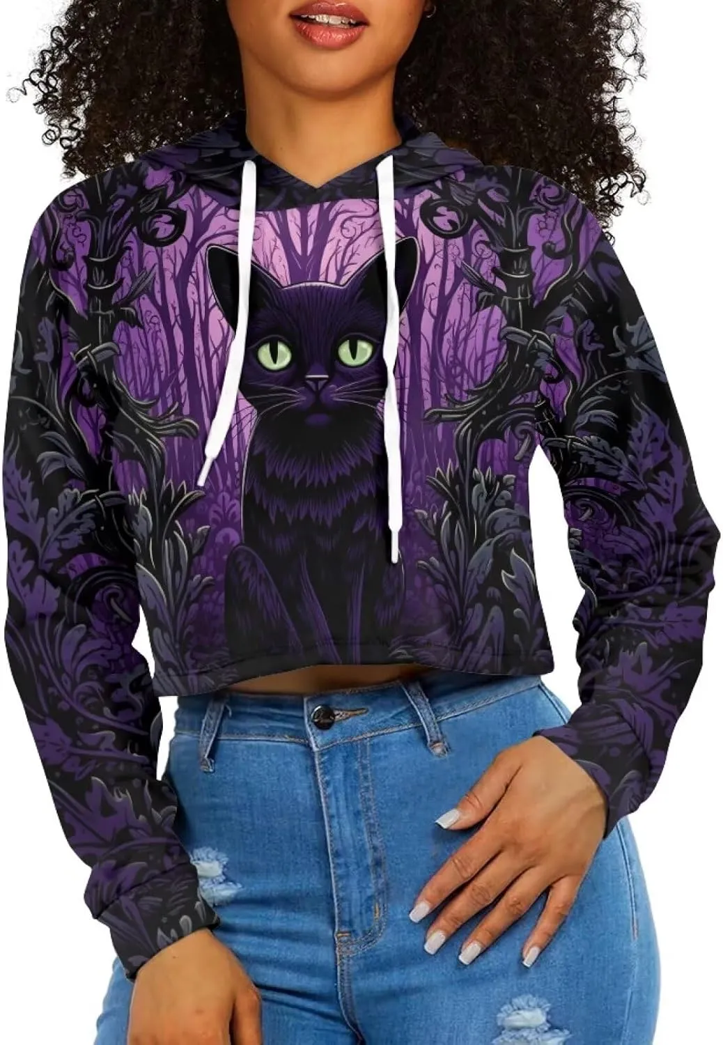 Womens Long Sleeve Crop Tops Lightweight Hoodie Pullover Blouses Drawstring Sweatshirts Casual Shirts Tunics