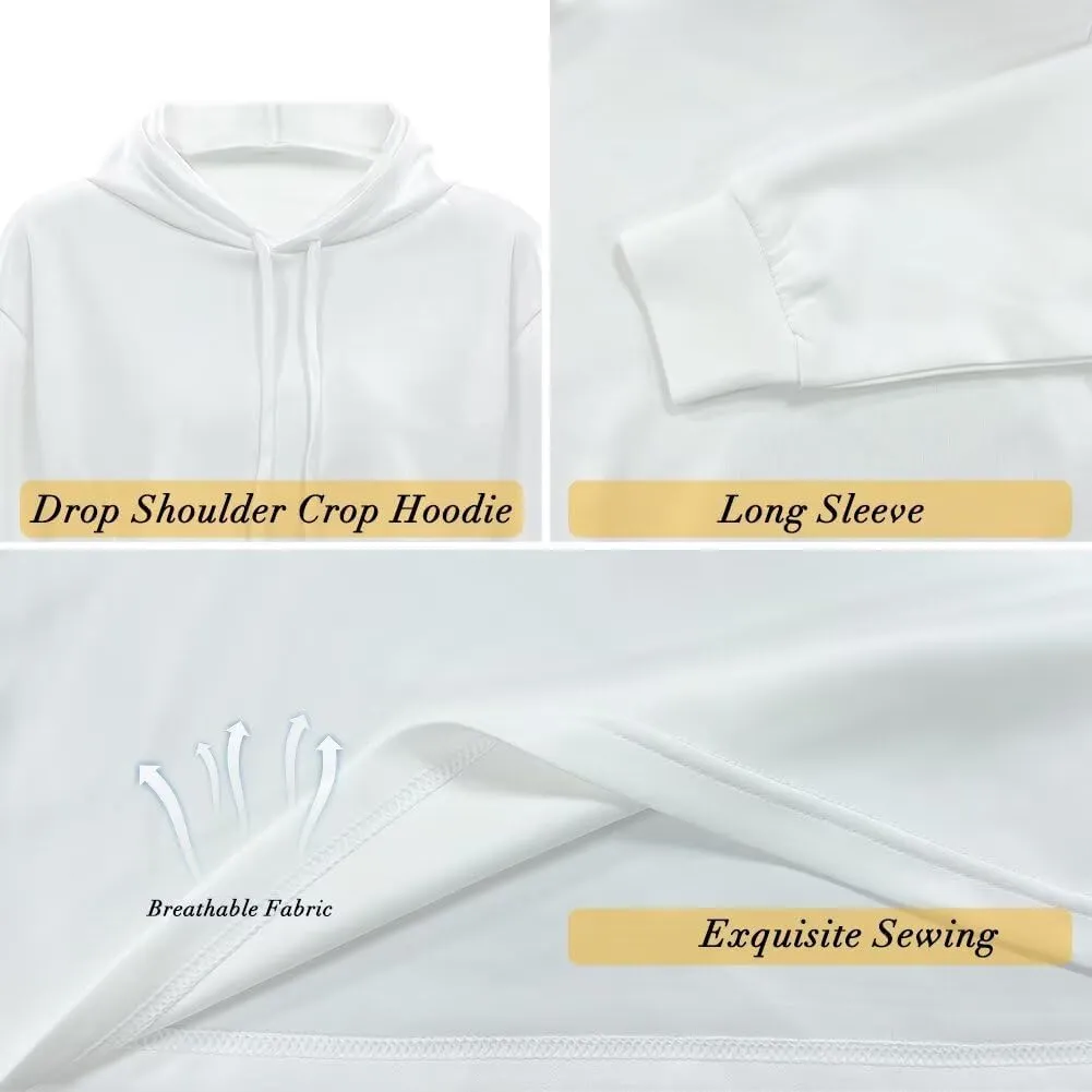 Womens Long Sleeve Crop Tops Lightweight Hoodie Pullover Blouses Drawstring Sweatshirts Casual Shirts Tunics
