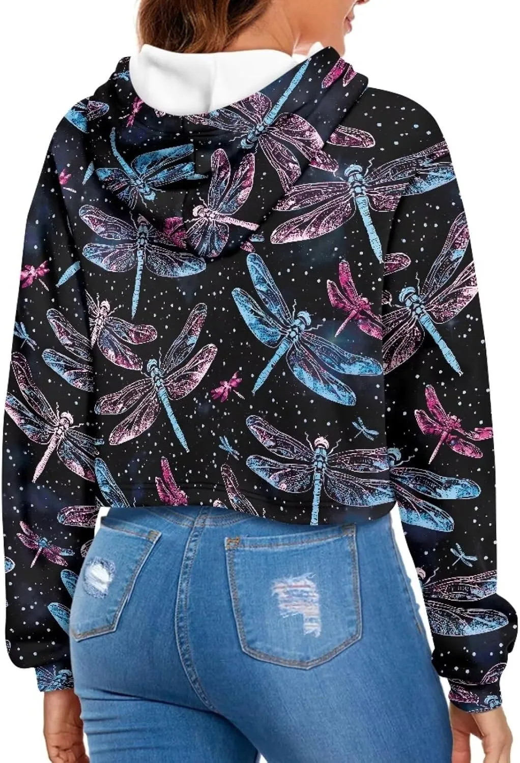 Womens Long Sleeve Crop Tops Lightweight Hoodie Pullover Blouses Drawstring Sweatshirts Casual Shirts Tunics
