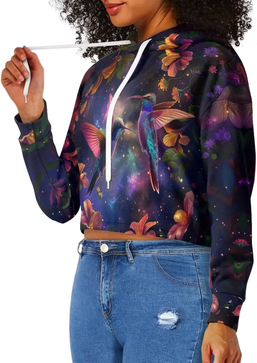 Womens Long Sleeve Crop Tops Lightweight Hoodie Pullover Blouses Drawstring Sweatshirts Casual Shirts Tunics