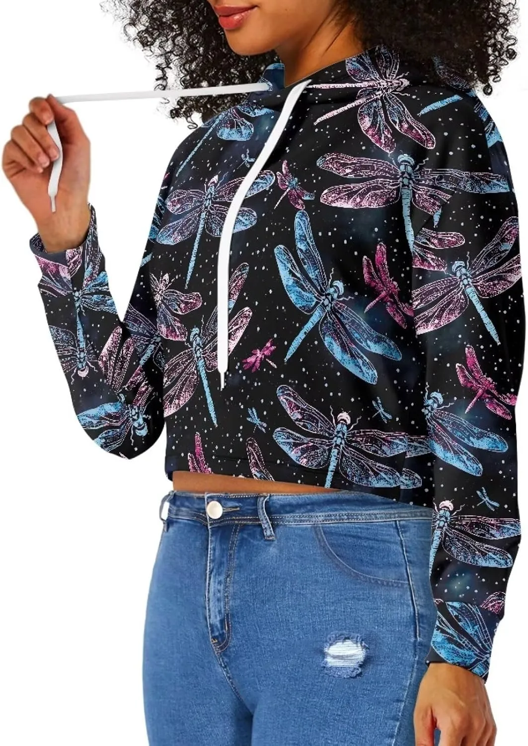 Womens Long Sleeve Crop Tops Lightweight Hoodie Pullover Blouses Drawstring Sweatshirts Casual Shirts Tunics