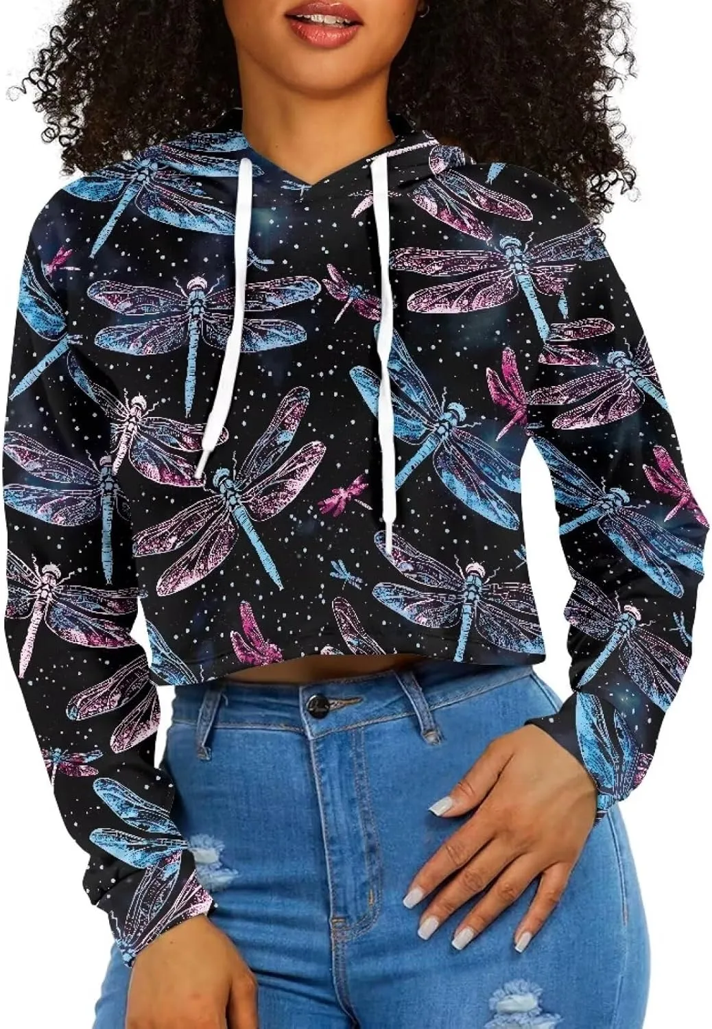 Womens Long Sleeve Crop Tops Lightweight Hoodie Pullover Blouses Drawstring Sweatshirts Casual Shirts Tunics