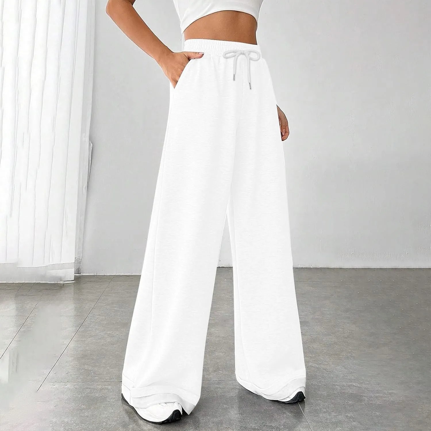 Womens Lounge Pants Wide Leg Sweatpants Baggy Soft Pajama Pant Loose PJ Bottoms Pants Casual Sweat Pants with Pocket