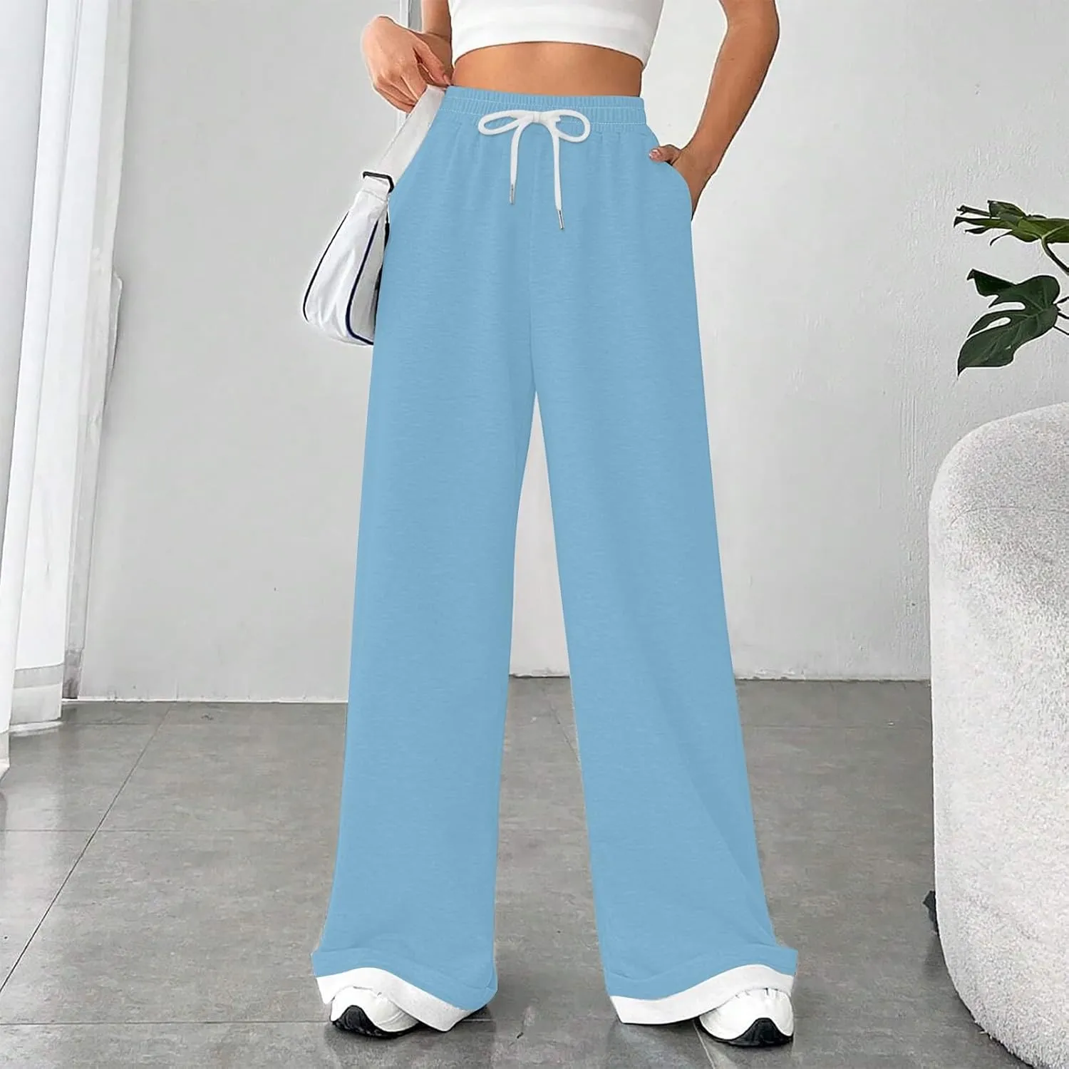 Womens Lounge Pants Wide Leg Sweatpants Baggy Soft Pajama Pant Loose PJ Bottoms Pants Casual Sweat Pants with Pocket