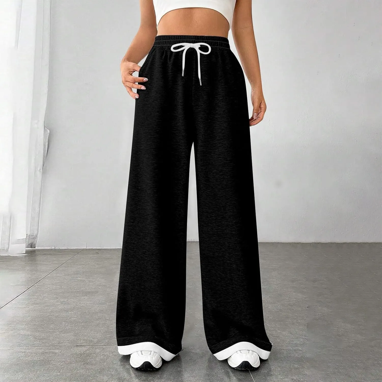 Womens Lounge Pants Wide Leg Sweatpants Baggy Soft Pajama Pant Loose PJ Bottoms Pants Casual Sweat Pants with Pocket