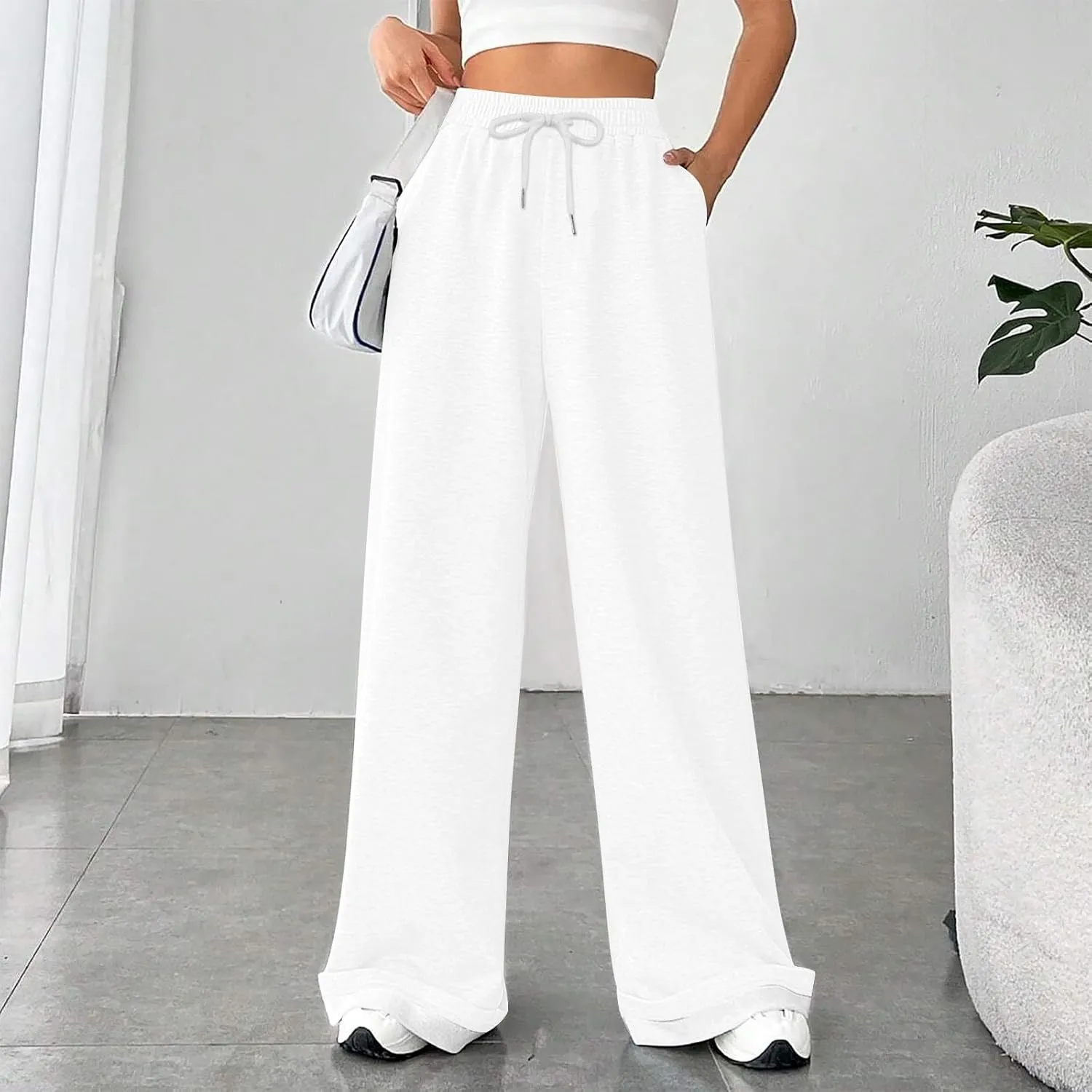 Womens Lounge Pants Wide Leg Sweatpants Baggy Soft Pajama Pant Loose PJ Bottoms Pants Casual Sweat Pants with Pocket