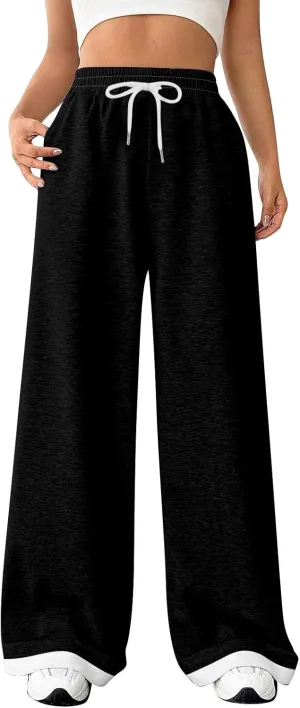 Womens Lounge Pants Wide Leg Sweatpants Baggy Soft Pajama Pant Loose PJ Bottoms Pants Casual Sweat Pants with Pocket
