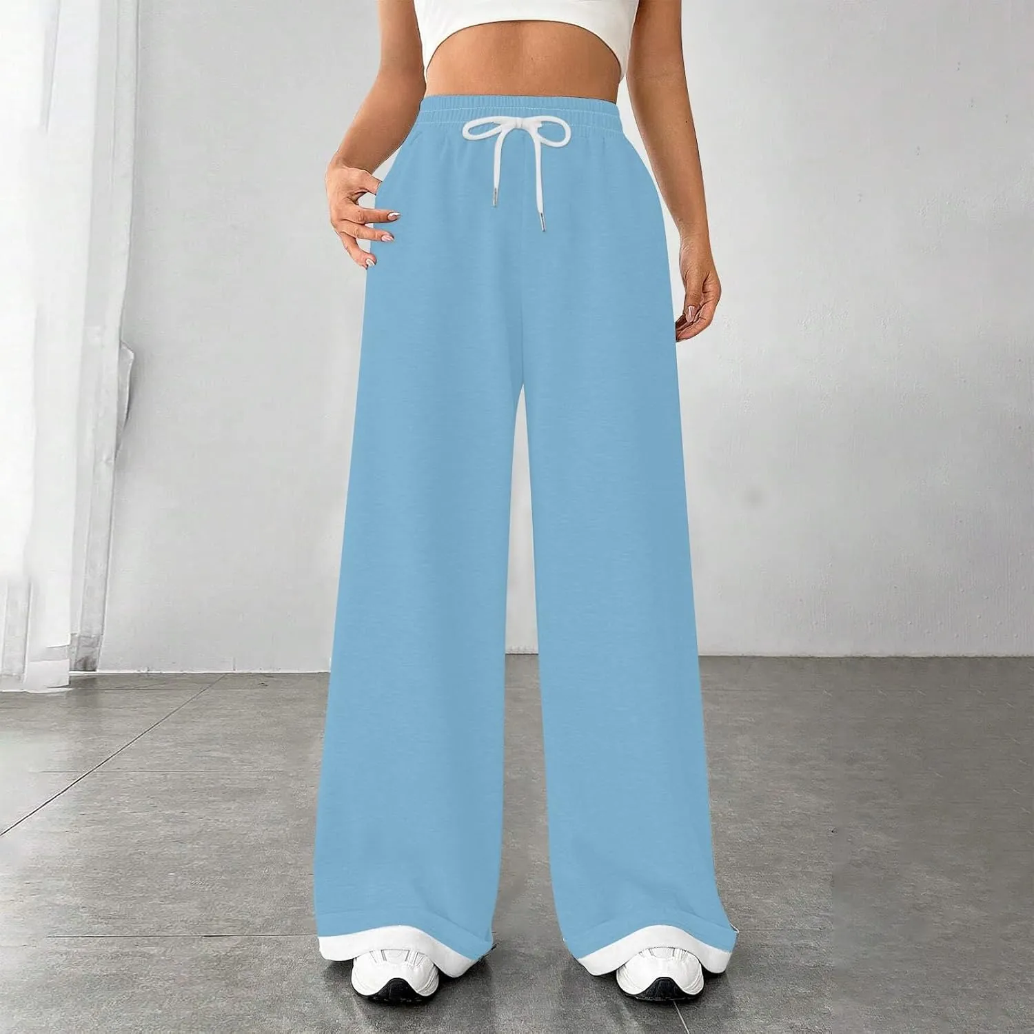 Womens Lounge Pants Wide Leg Sweatpants Baggy Soft Pajama Pant Loose PJ Bottoms Pants Casual Sweat Pants with Pocket