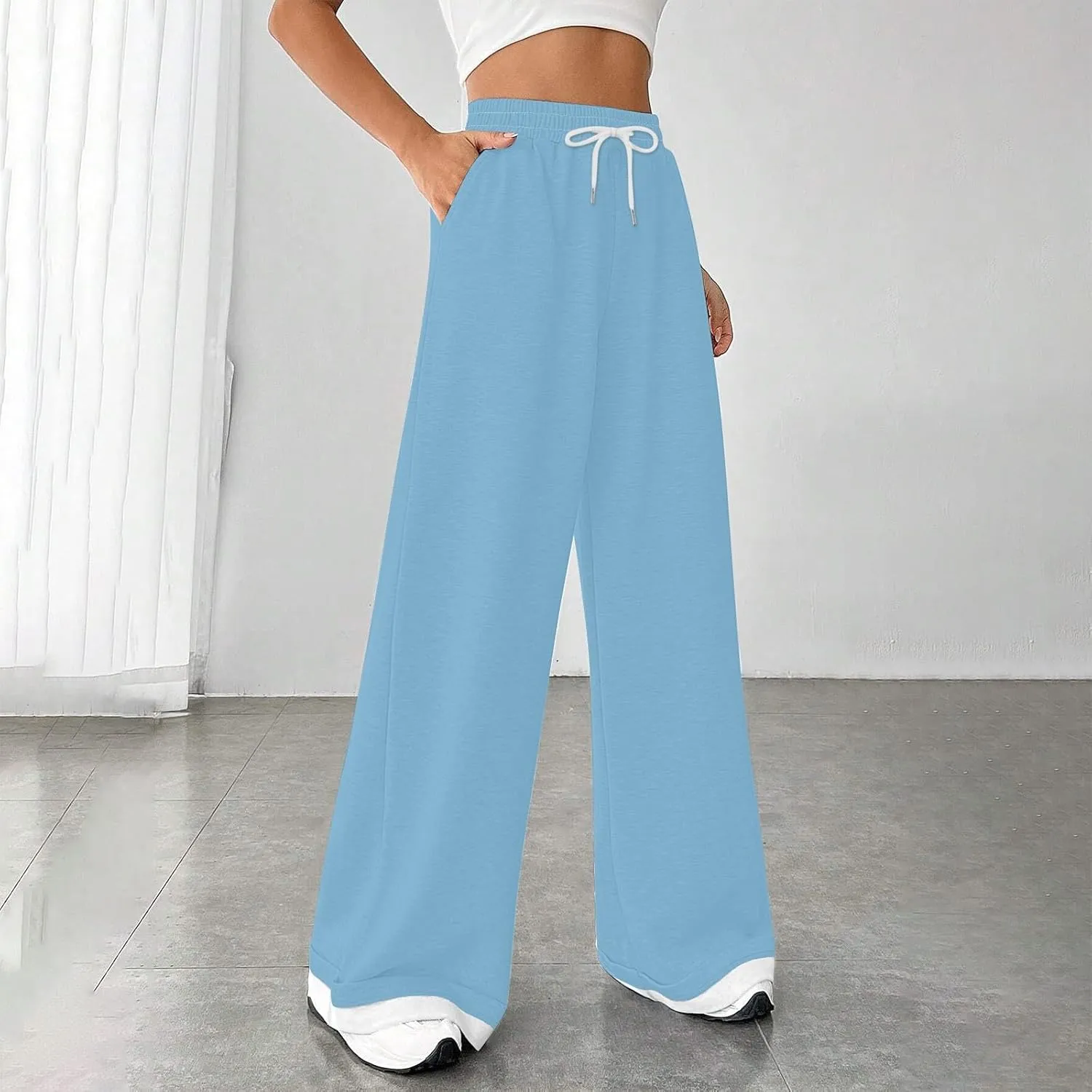 Womens Lounge Pants Wide Leg Sweatpants Baggy Soft Pajama Pant Loose PJ Bottoms Pants Casual Sweat Pants with Pocket