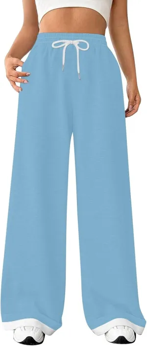 Womens Lounge Pants Wide Leg Sweatpants Baggy Soft Pajama Pant Loose PJ Bottoms Pants Casual Sweat Pants with Pocket