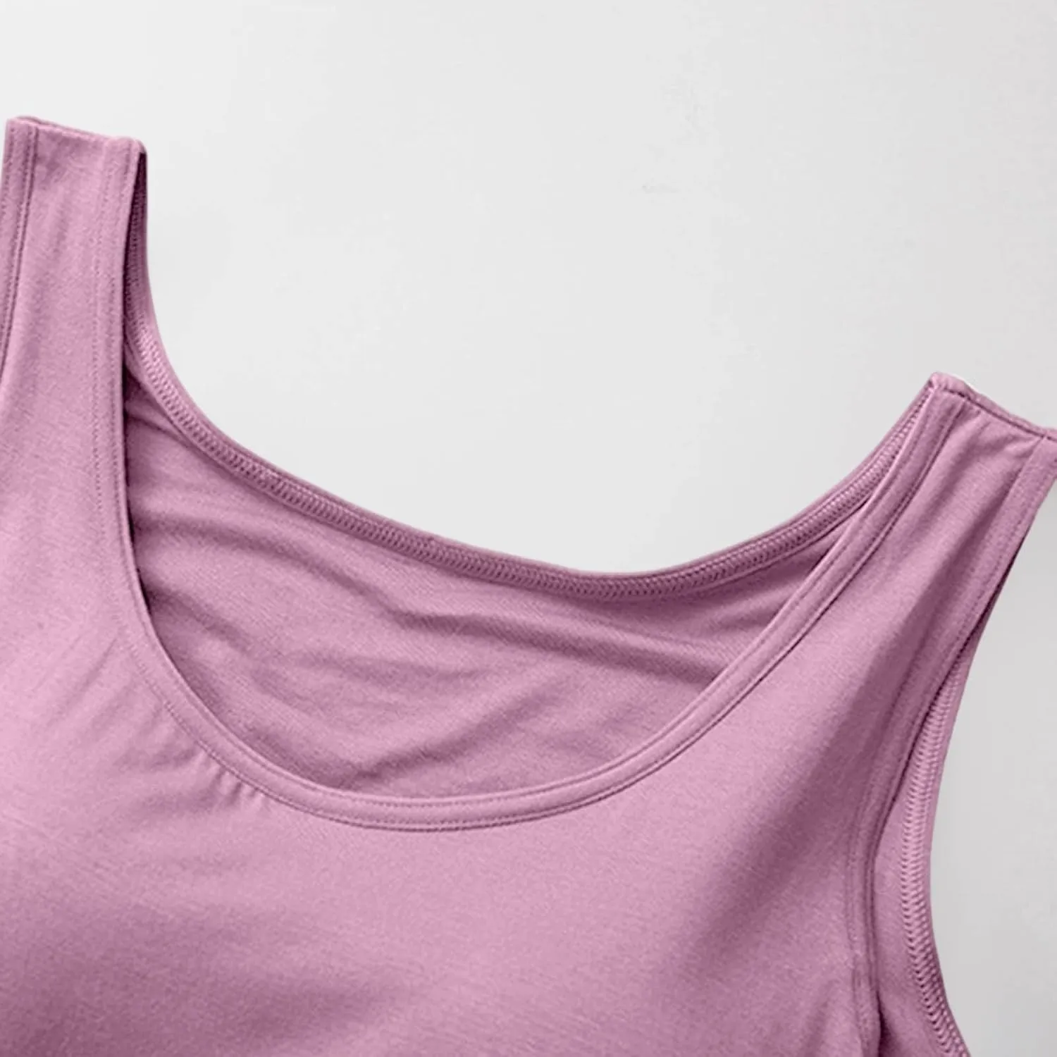 Womens Modal Built-in Bra Summer Basic Padded Yoga Shirt Shelf Bras Workout Camisole Casual Modal Undershirt