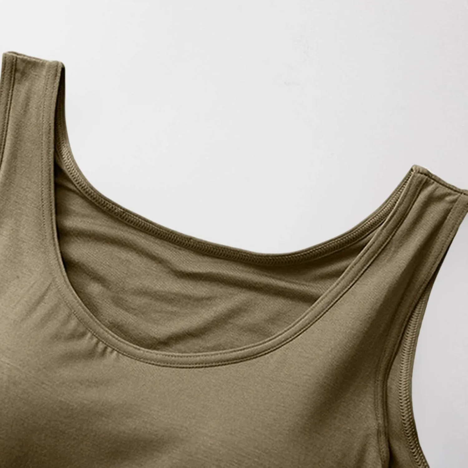 Womens Modal Built-in Bra Summer Basic Padded Yoga Shirt Shelf Bras Workout Camisole Casual Modal Undershirt