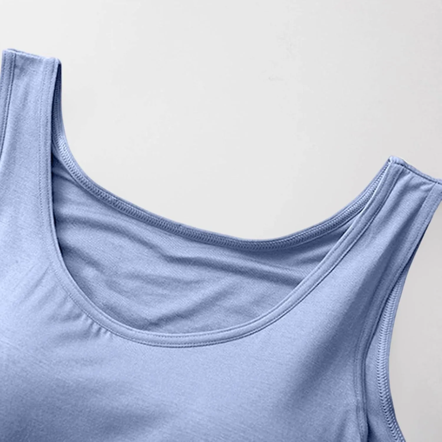 Womens Modal Built-in Bra Summer Basic Padded Yoga Shirt Shelf Bras Workout Camisole Casual Modal Undershirt