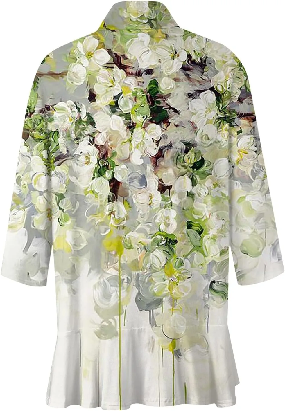 Womens Open Front Cardigan Lightweight Retro Print Cardigans 3/4 Sleeve Blouse Tops Coat Casual Duster Jackets