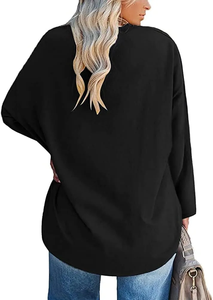 Women's Plus Size Tops Long Sleeve Crew Neck Oversized T Shirts Loose Casual Tunics