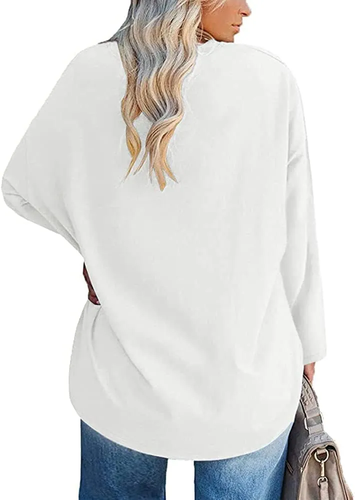 Women's Plus Size Tops Long Sleeve Crew Neck Oversized T Shirts Loose Casual Tunics