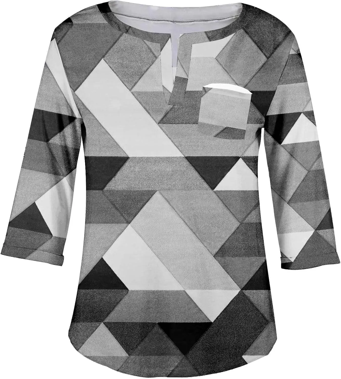 Womens Plus Size Tops V Neck Pullover Tshirts Casual Floral Printed Tunics Trendy Half Sleeve Spring Henley Shirts