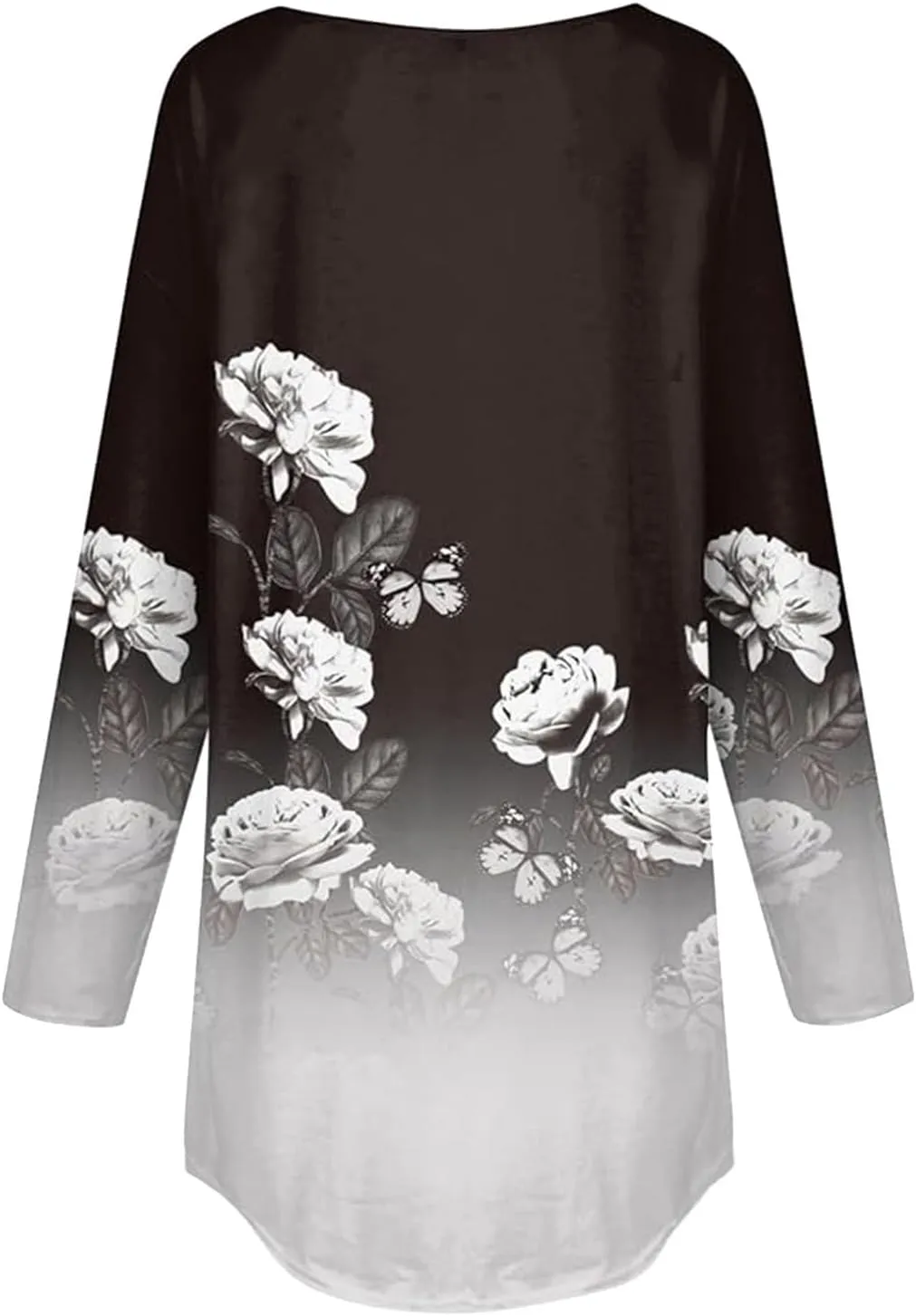 Women's Pullover Tunics Tops Casual Elegant Long Sleeve Oversized Printed Tee Shirts Fashion Crewneck Graphic Blouse