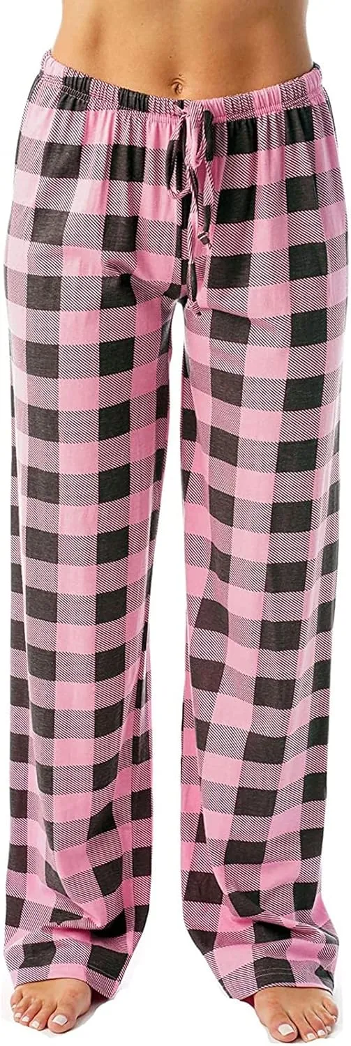 Women's Pyjama Bottoms Classic Plaid Pj Pants Comfy Loose Soft Plaid Pants Pyjamas Bottoms Couples Loungewear Pants