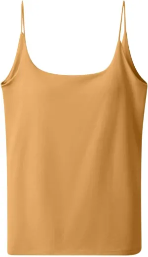 Womens Ribbed Cami Tank Tops with Built in Bra Summer Spaghetti Strap Padded Camisoles Casual Shelf Bras Undershirts