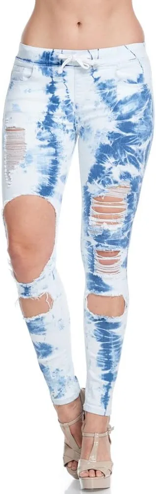 Women's Ripped Knee Skinny Fit Denim Bottoms