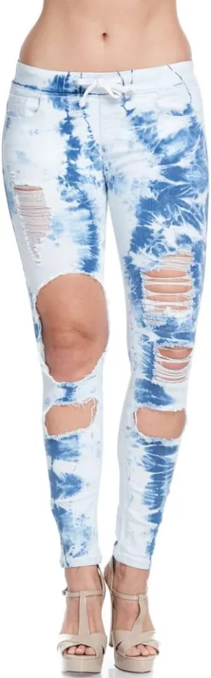 Women's Ripped Knee Skinny Fit Denim Bottoms