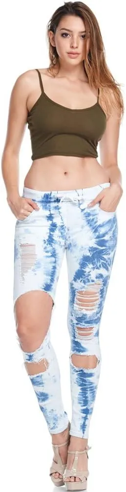 Women's Ripped Knee Skinny Fit Denim Bottoms
