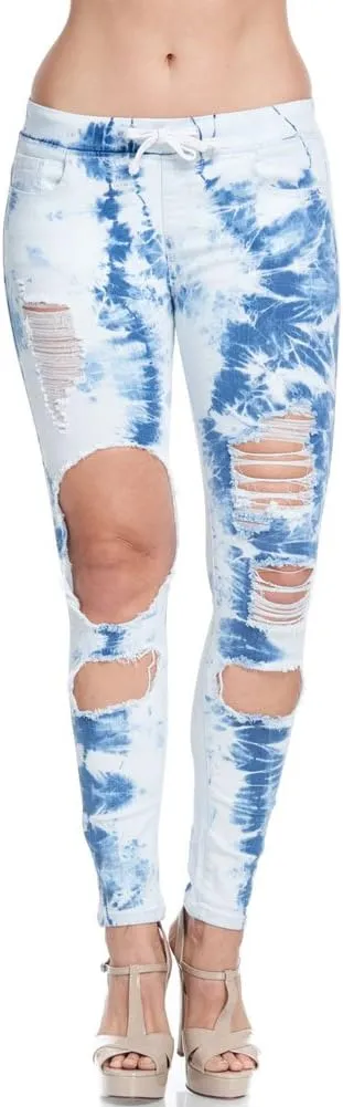 Women's Ripped Knee Skinny Fit Denim Bottoms