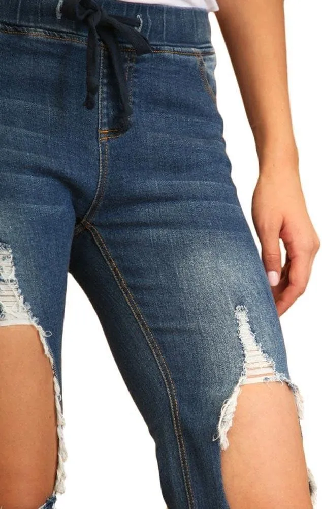 Women's Ripped Knee Skinny Fit Denim Bottoms
