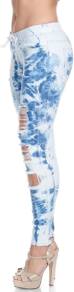 Women's Ripped Knee Skinny Fit Denim Bottoms