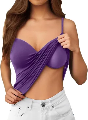 Women's Seamless Support Camisoles Built-In Bra Yoga Tanks with No Underwire & Padded Cups Workout Tops