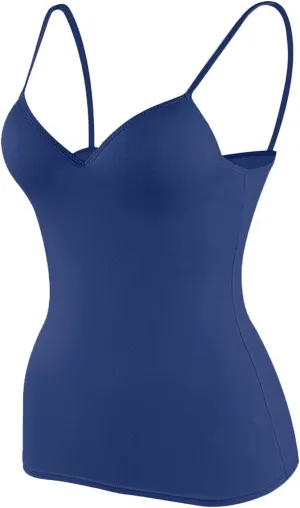 Women's Shelf Bra Camisoles Tops Adjustable Strap Cami Tank Workout Yoga Shirts Cotton Layering Undershirts