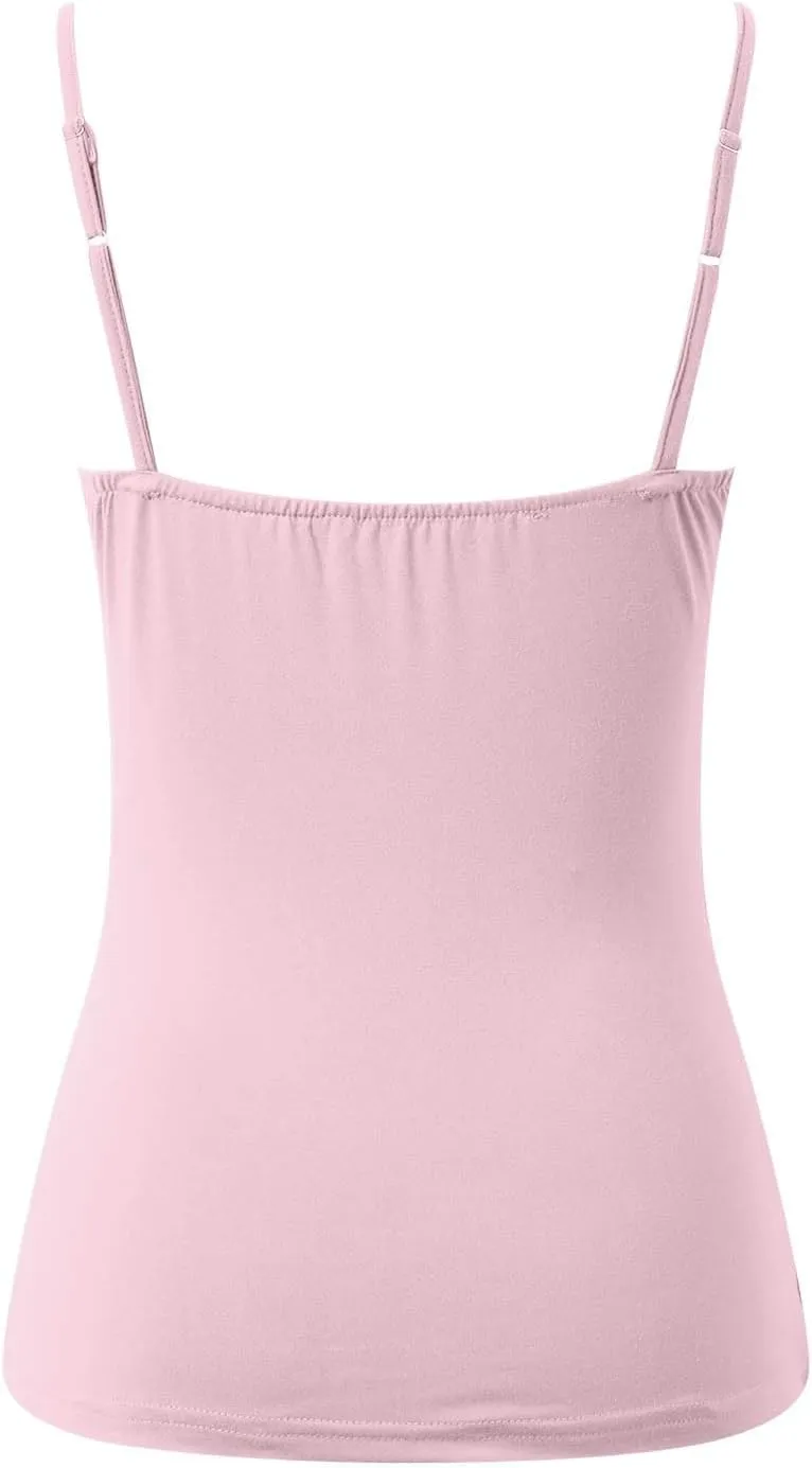 Women's Shelf Bra Camisoles Tops Spaghetti Strap Cami Tank Seamless Cotton Layering Undershirts