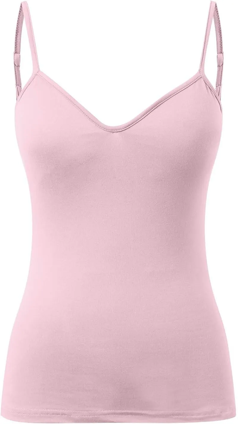 Women's Shelf Bra Camisoles Tops Spaghetti Strap Cami Tank Seamless Cotton Layering Undershirts