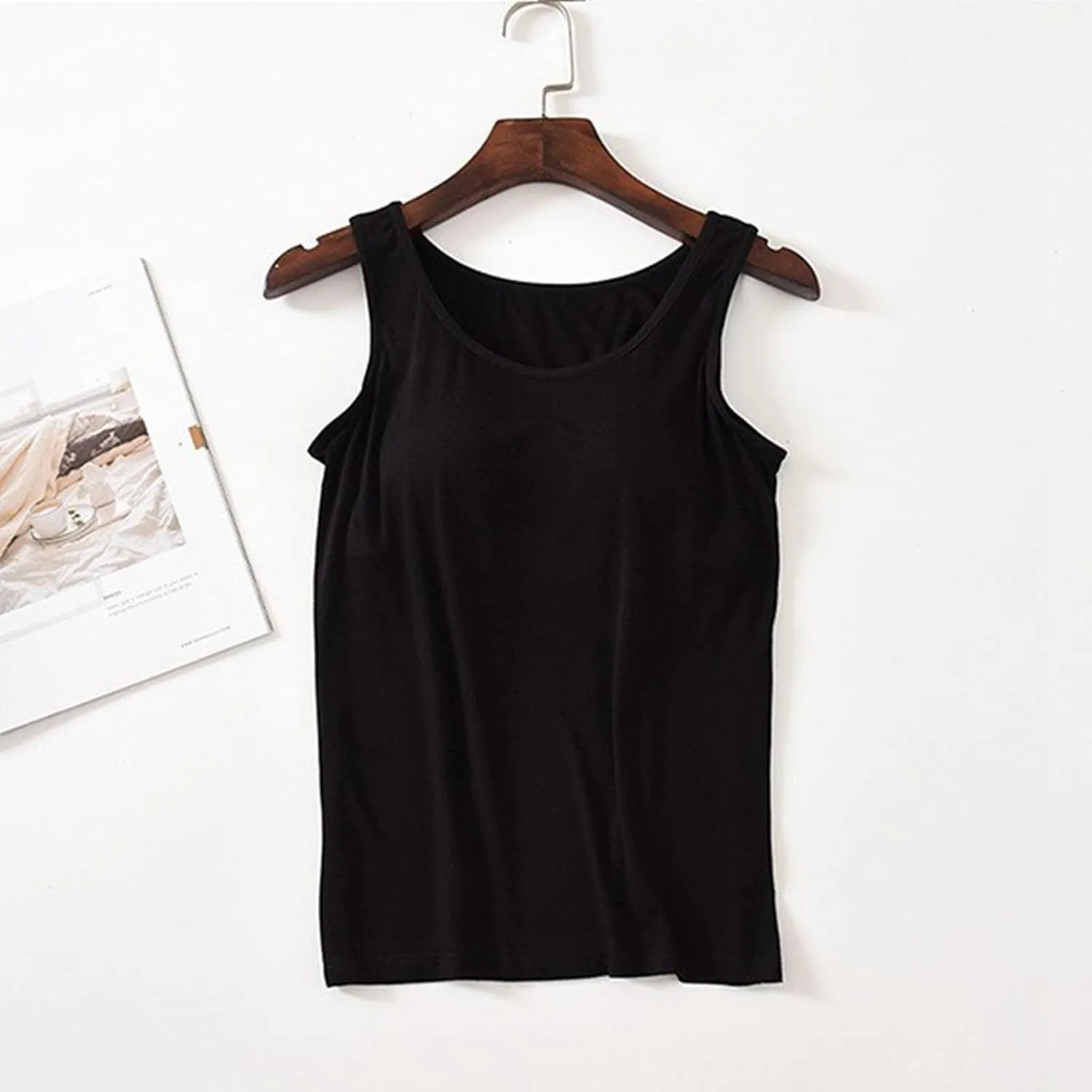 Women's Shelf Bra Tank Top Adjustable Strap Seamless Camisoles Yoga Shirts Cotton Undershirt