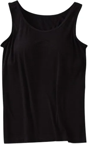 Women's Shelf Bra Tank Top Adjustable Strap Seamless Camisoles Yoga Shirts Cotton Undershirt