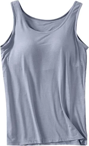 Women's Shelf Bra Tank Top Adjustable Strap Seamless Camisoles Yoga Shirts Cotton Undershirt