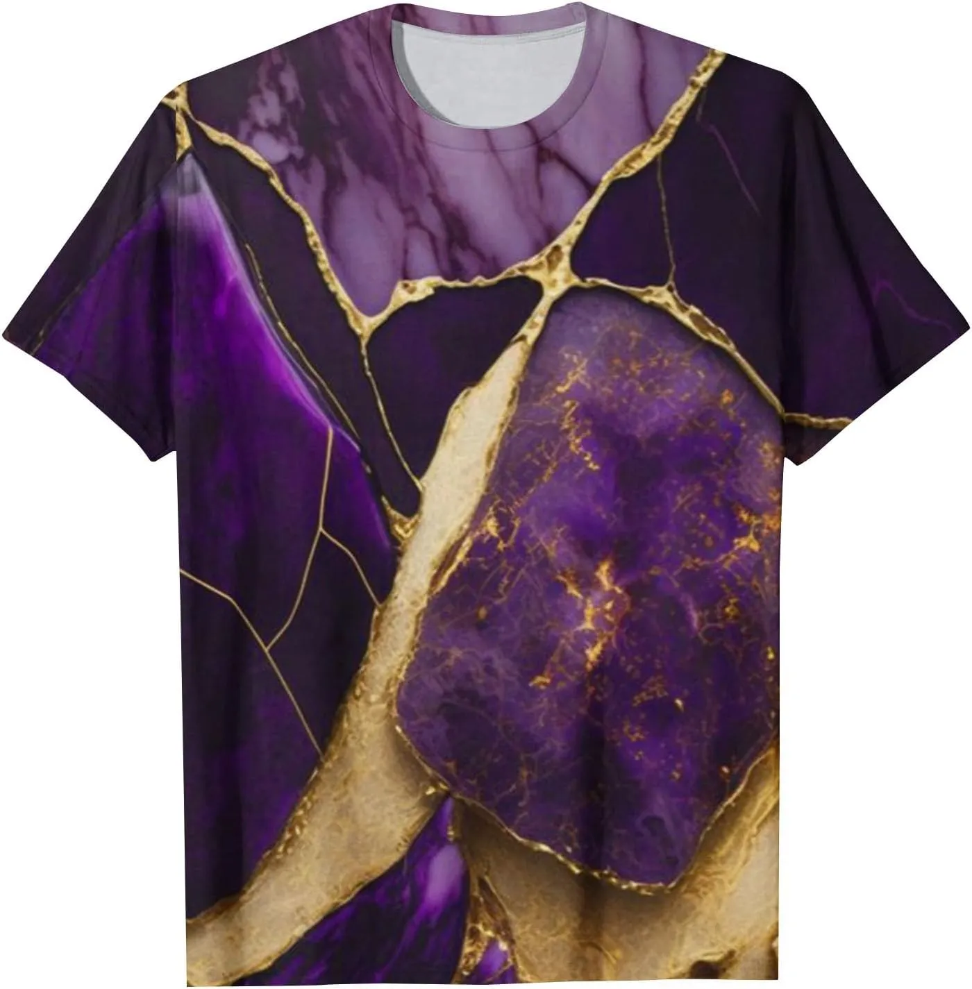 Womens Shirts Trendy Short Sleeve Crewneck Blouse Pullover Casual Loose Marble Print Graphic Tee Shirt Summer Fashion