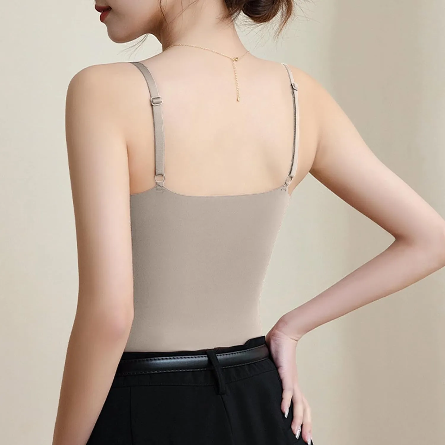 Womens Shirts with Padded V Neck Soft Silk Smooth Tank Tops Going Out Basic Tanks Push Up Trendy Regular Shirt